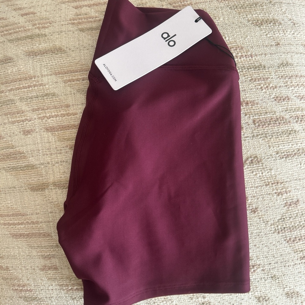 ALO Yoga Women's Deep Red Athletic Shorts - Picture 2 of 3